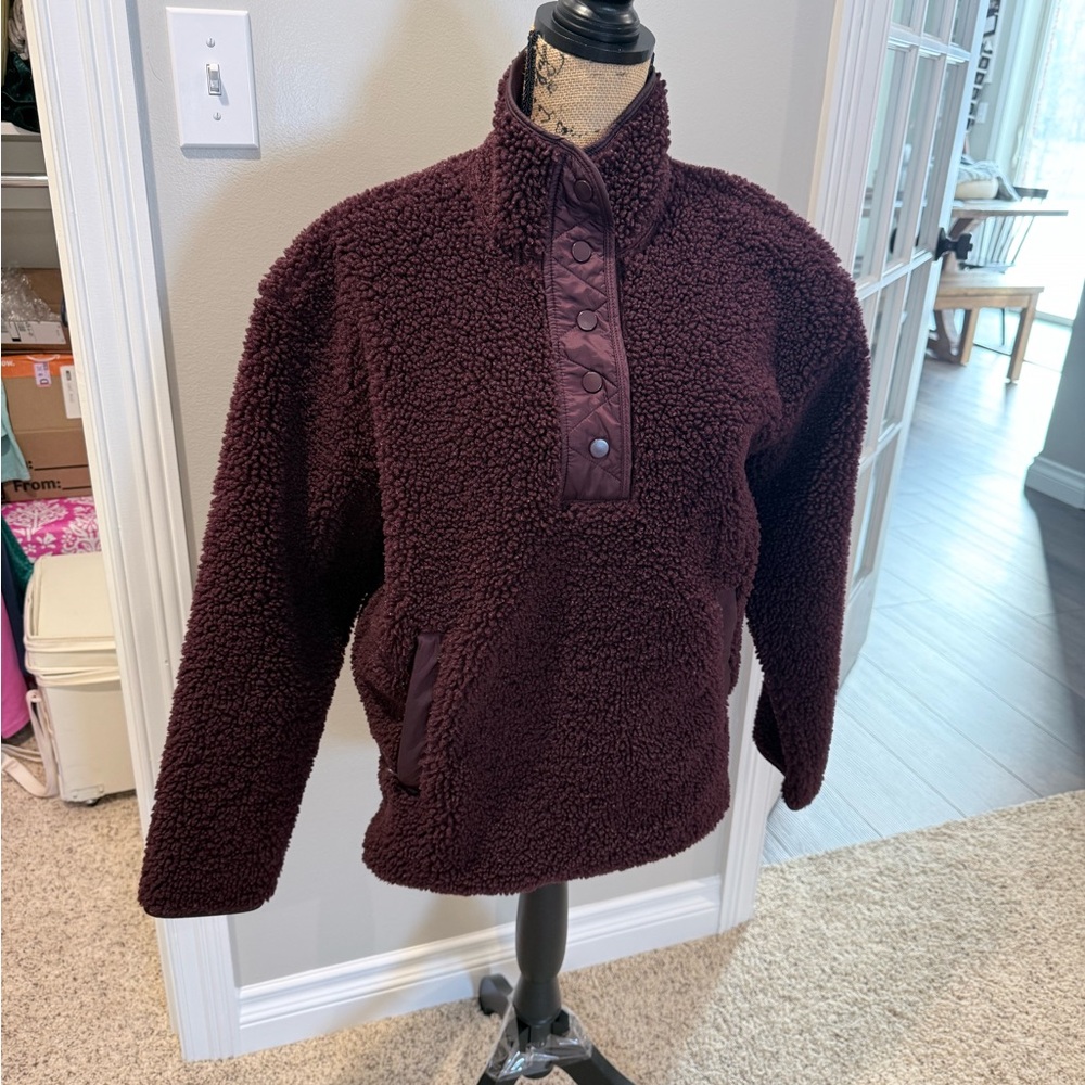 Athleta Deep Burgundy Fleece Jacket